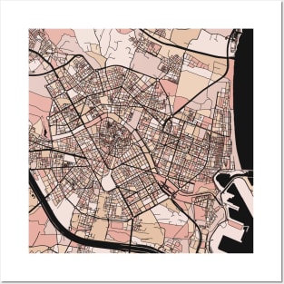 Valencia Map Pattern in Soft Pink Pastels Posters and Art